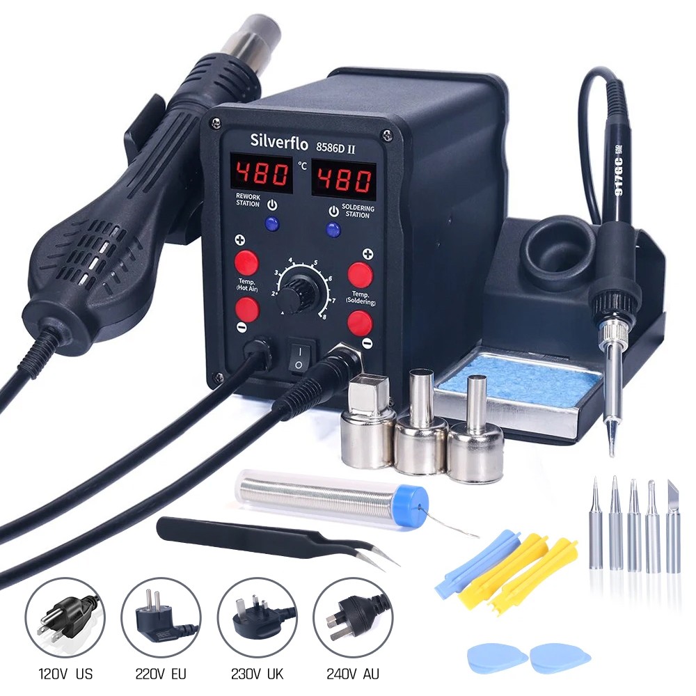 Silverflo 8586D Soldering Stat - T12 Soldering Station Oled ulasan dan harga