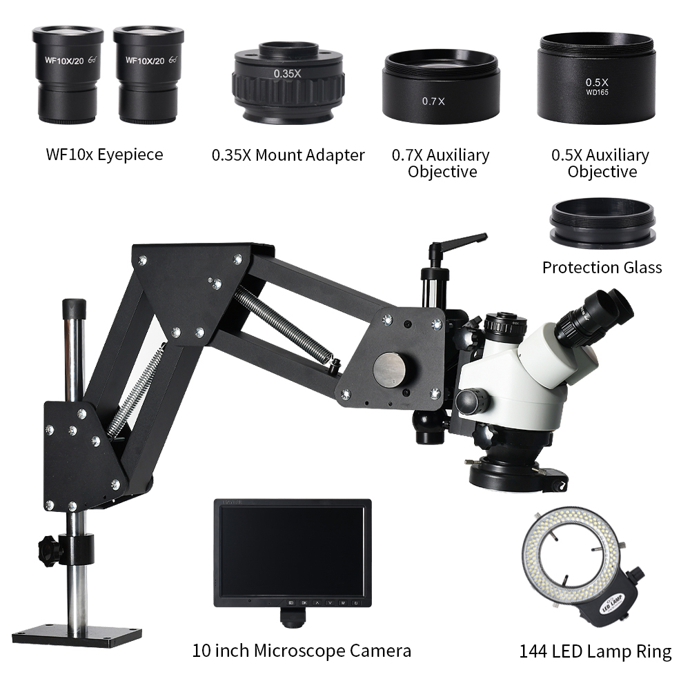 10inch 2K Resolution LED Illum - Trinocular Stereo Microscope 7X-45X ulasan dan harga